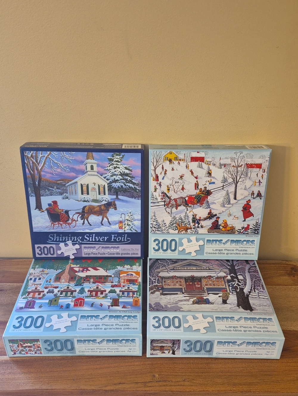 Lot of 4 Bits and Pieces Winter Jigsaw Puzzles - 300 Pieces